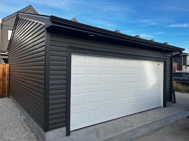 Reversed gable roof garage in Seton